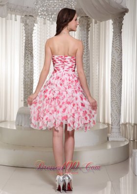 Strapless Beading Printing Prom / Cocktail Dress 2013