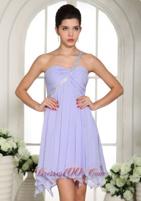 Lilac Beaded One Shoulder Short 2013 Homecoming Dress