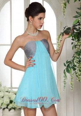 Aqua Blue and Grey Mini-length Club Homecoming Dress