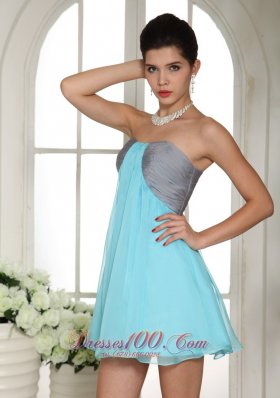 Aqua Blue and Grey Mini-length Club Homecoming Dress