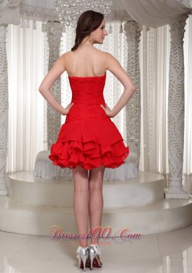 Sweetheart Red Short Prom / Cocktail Dress Ruched Beading