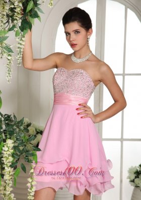 Sweetheart Beaded Baby Pink Cocktail Dress Cheap