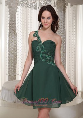 One Shoulder Sweetheart Short Peacock Green Prom Holiday Dress