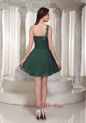 One Shoulder Sweetheart Short Peacock Green Prom Holiday Dress