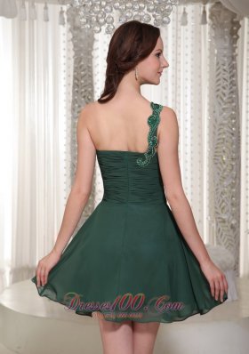 One Shoulder Sweetheart Short Peacock Green Prom Holiday Dress