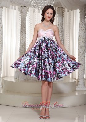 Sweetheart Printing Homecoming Dress With Beading In Store