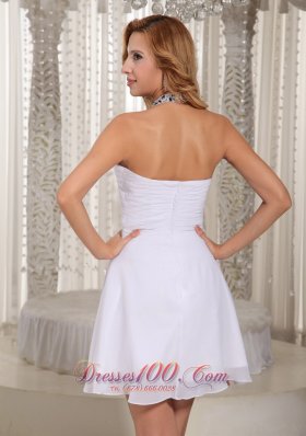 Printing and White Halter 2013 Prom Cocktail Dress