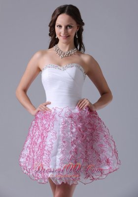 Ruffles Sweetheart Prom Cocktail Graduation Dress in White