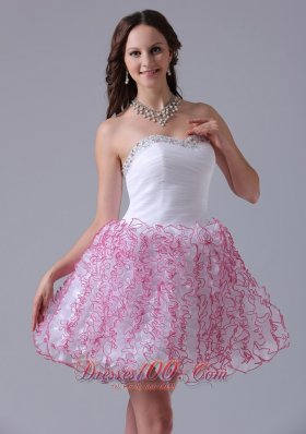 Ruffles Sweetheart Prom Cocktail Graduation Dress in White