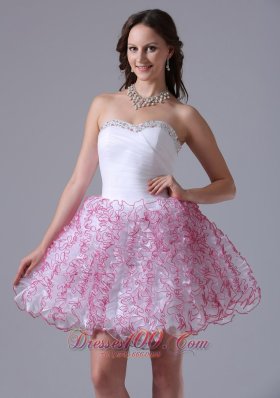 Ruffles Sweetheart Prom Cocktail Graduation Dress in White