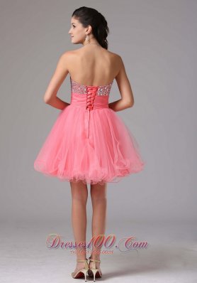 Sweetheart Beaded Watermelon Red Organza Cocktail Dress