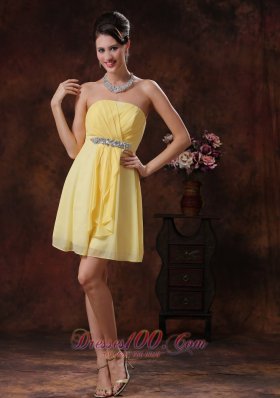 New Arrival Strapless Short Yellow Cocktail Dresses