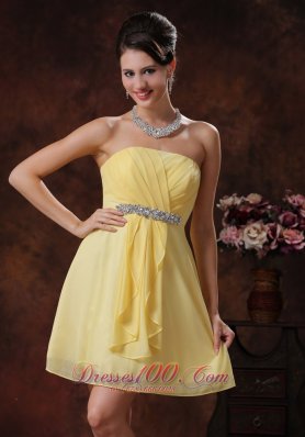 New Arrival Strapless Short Yellow Cocktail Dresses