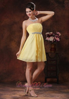 New Arrival Strapless Short Yellow Cocktail Dresses