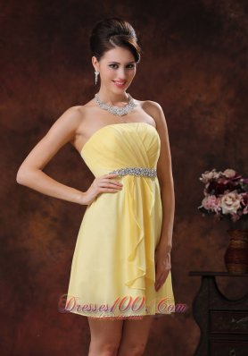 New Arrival Strapless Short Yellow Cocktail Dresses