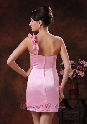 Rose Pink Flowers One-shoulder Graduation Cocktail Dress