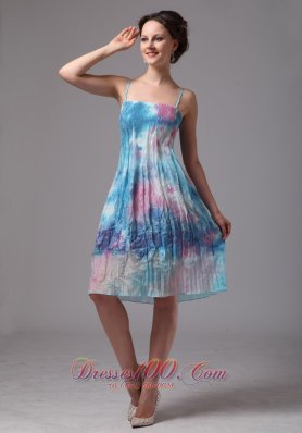 Custom Made Printing Spaghetti Straps Homecoming Dress