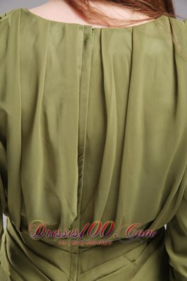 3 / 4-length Sleeves Olive Green Bridesmaid Dress