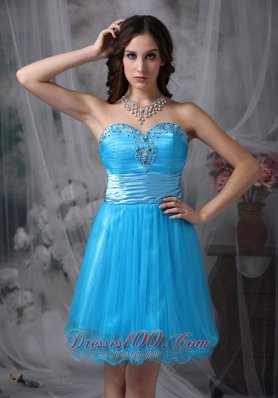 Sky Blue Cocktail Dress Sweetheart Organza Beading Mini-length