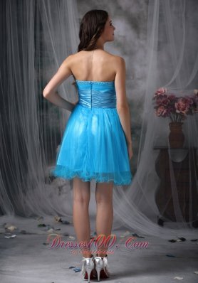 Sky Blue Cocktail Dress Sweetheart Organza Beading Mini-length