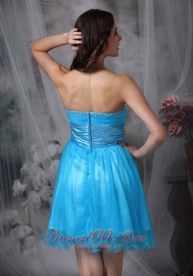 Sky Blue Cocktail Dress Sweetheart Organza Beading Mini-length