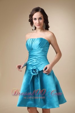 Fashion Color Strapless Turquoise Cocktail Gown 2013