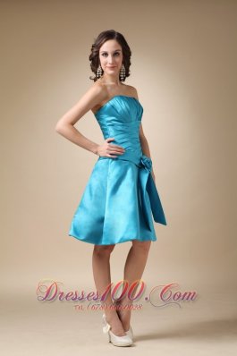 Fashion Color Strapless Turquoise Cocktail Gown 2013