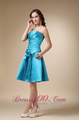 Fashion Color Strapless Turquoise Cocktail Gown 2013