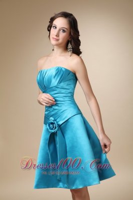 Fashion Color Strapless Turquoise Cocktail Gown 2013