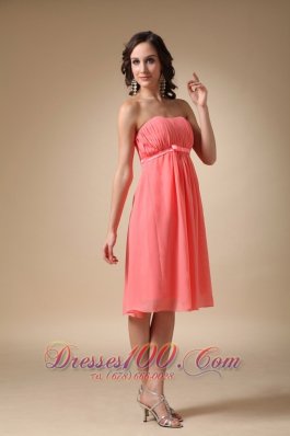 Cool Style Strapless Watermelon Red Bowknot Cocktail Dress