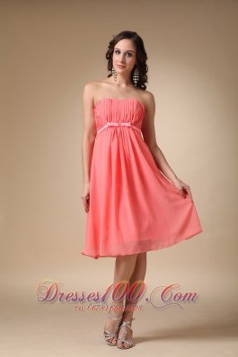 Cool Style Strapless Watermelon Red Bowknot Cocktail Dress