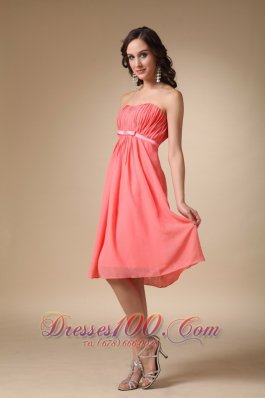 Cool Style Strapless Watermelon Red Bowknot Cocktail Dress