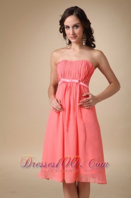 Cool Style Strapless Watermelon Red Bowknot Cocktail Dress