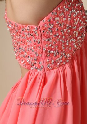 Watermelon Red One Shoulder Knee-length Homecoming Dress