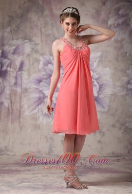 Gorgeous Scoop Watermelon Cocktail Dress Beaded 2013