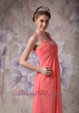 Gorgeous Scoop Watermelon Cocktail Dress Beaded 2013