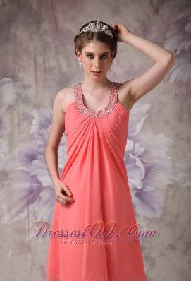 Gorgeous Scoop Watermelon Cocktail Dress Beaded 2013