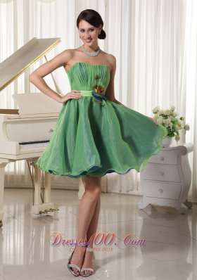 Two-toned Homecoming Dress Handmade Flower Belt Mini-length