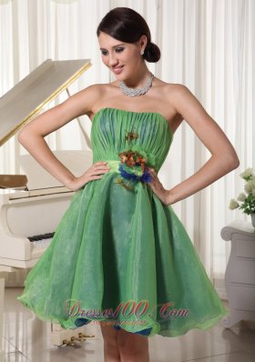 Two-toned Homecoming Dress Handmade Flower Belt Mini-length