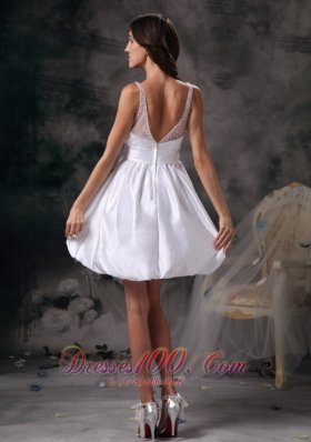 Straps Short Wedding Dress Bowknot Open Back