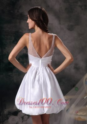 Straps Short Wedding Dress Bowknot Open Back