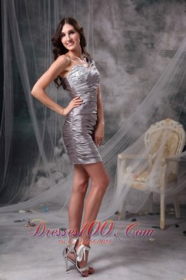 One Shoulder Ruched Short Prom Dress 2013