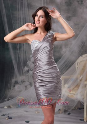 One Shoulder Ruched Short Prom Dress 2013