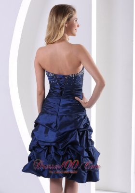 Navy Blue Pick-ups knee-length Prom Dress