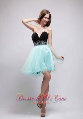 Black and Apple Green Mini-Length Prom Party Dress