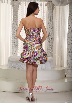Print Strapless Knee-Length Prom Party Dress 2013