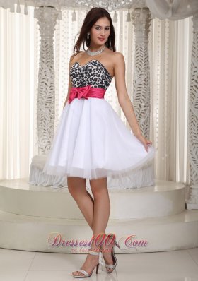 Leopard Bow Sweetheart Knee-Length Prom Dress