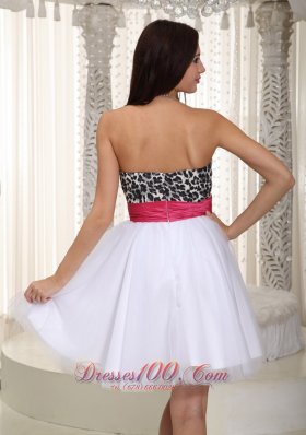 Leopard Bow Sweetheart Knee-Length Prom Dress