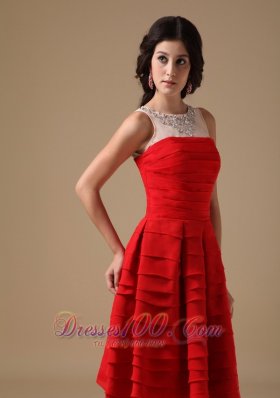 Bateau Knee-Length Prom Graduation Dress Chiffon