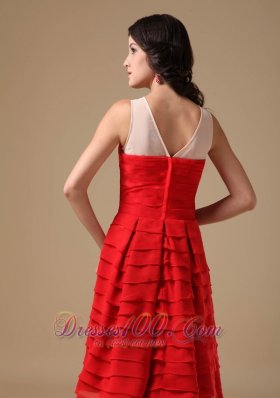 Bateau Knee-Length Prom Graduation Dress Chiffon